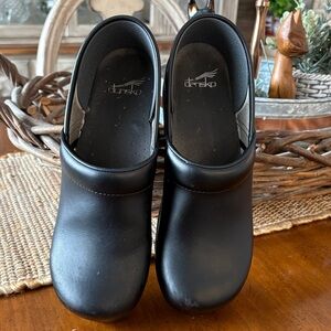 Dansko Black Leather Mules